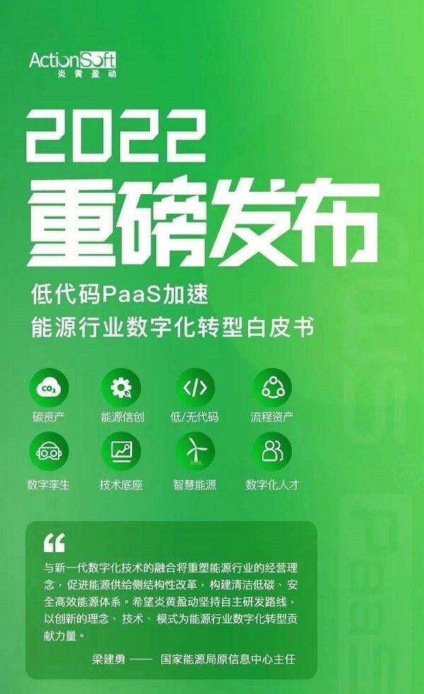 炎黃盈動(dòng)發(fā)布《2022低代碼PaaS加速能源行業(yè)數(shù)字化轉(zhuǎn)型白皮書》
