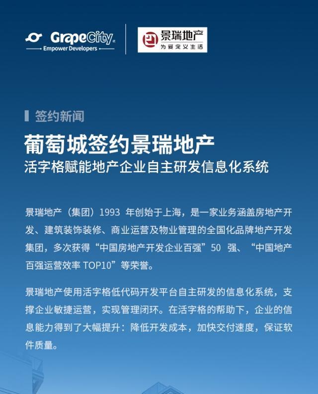 活字格賦能景瑞地產(chǎn)，低代碼支撐房地產(chǎn)行業(yè)敏捷運(yùn)營