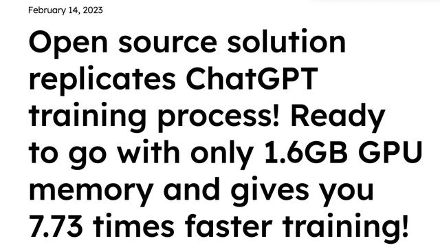 低成本復(fù)制 ChatGPT 訓(xùn)練流程，僅需 1.68GB GPU 即可使用，方法現(xiàn)已開(kāi)源！